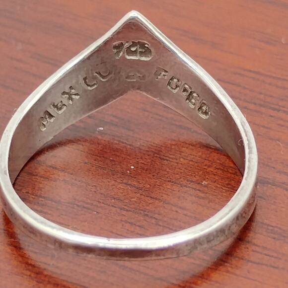 Turquoise and Lapis Chip Inlay Sterling Silver Ring Size 6.75 - Picture 7 of 8